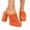 Orange, variant on Women's Knitted Platform Chunky High Heel Slide Sandals Square Peep Toe Block High Heeled Backless Party Dress Mules Slippers