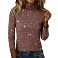 thumbnail image 6 of WTXUE Sequin Tops Turtleneck Pullover Sweater for Women Sparkle Long Sleeve Blouses Trendy Glitter Sweatshirt Party Slim Fit Shirts Knitted Casual Pullover Fashion Tops Coffee Xl, 6 of 6