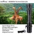 thumbnail image 2 of Commander Optics 420-800mm (w/ 2x- 840-1600mm) f/8.3-16 HD Telephoto Zoom Lens for Canon EOS 80D, 77D, 70D, 7D, 6D, 6D Mark II, 5D Mark IV, 7D Mark II, T7i, T7, T6i, T6, T5i, T5, SL2, SL3 DSLR Cameras, 2 of 3