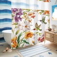 thumbnail image 5 of No Hook Shower Curtain with Built-in Rings - Watercolor Hummingbird Flowers Washable Waterproof Fabric Bathroom Curtains for Hotel,Rentals, 72 X 72 Inch Long , Retro Floral Leaf, 5 of 9