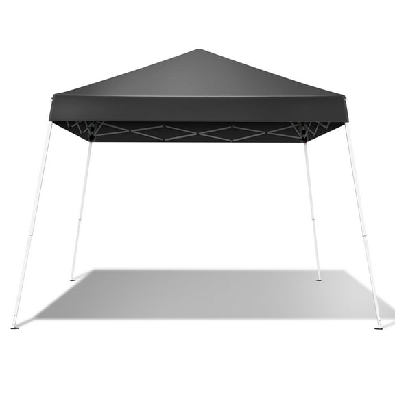8x8ft Pop Up Canopy Tent Foldable Portable Outdoor Gazebo with Carry Bag Slant Legs Dark Grey