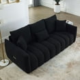 thumbnail image 3 of Furvclv 82" Premium Teddy Fabric Sofa Upholstered Couch With 3 Back Pillows 3 Back Cushions Armrest Couch 3-Seater Sofa For Guest Room Office Living Room Bedroom, 3 of 8