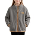 thumbnail image 2 of Mifsaly Boys Girls Fleece Jacket Full Zip Stand Collar Warm Winter Coat with Pockets Kids Everyday Casual Cozy Thermal Outerwear, 2 of 7