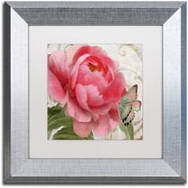 Trademark Fine Art "Apricot Peonies II" Canvas Art by Color Bakery White Matte, Silver Frame