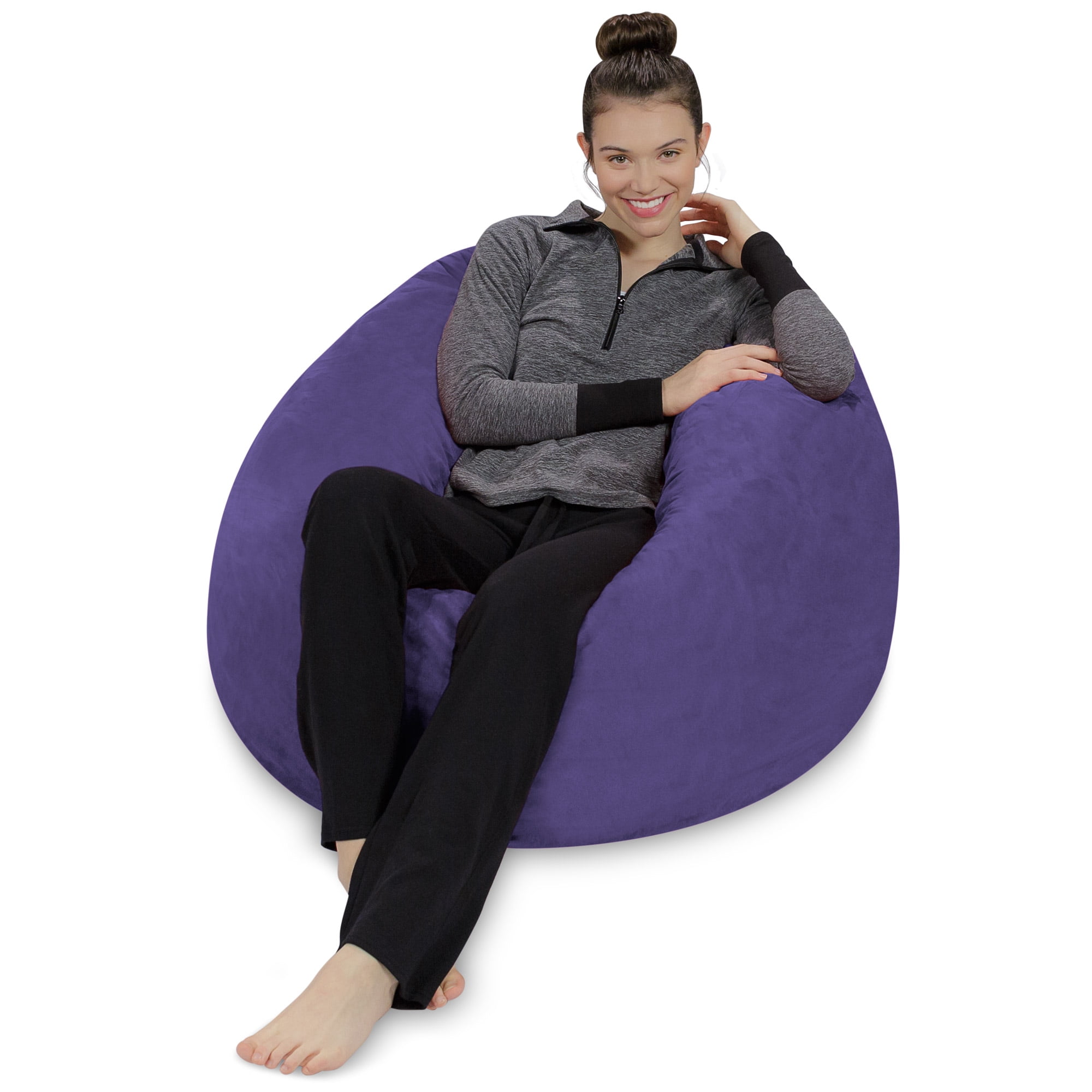 Sofa Sack Bean Bag Chair, Memory Foam Lounger with Microsuede Cover, Kids, 3 ft, Purple