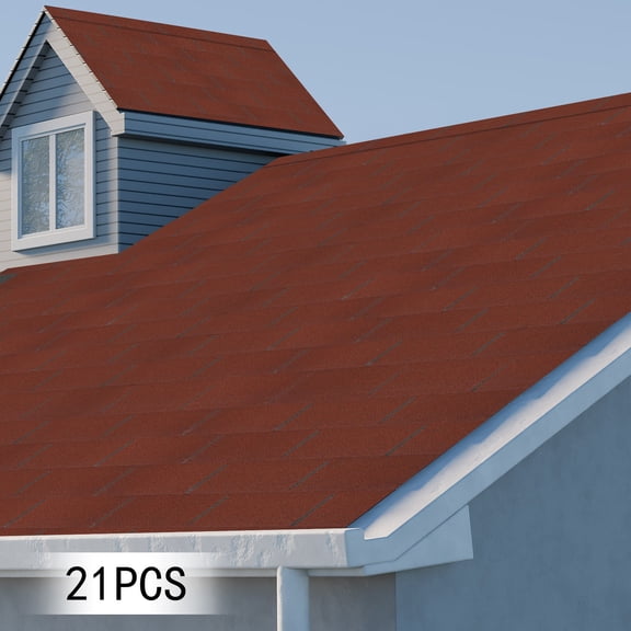 21PCS 39.37*13.11in Roofing Shingles Red Rectangular Asphalt Shingles Roof Tiles for Row Houses Light Steel Roofs