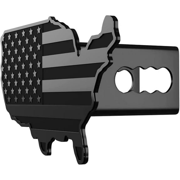 MULL USA Map Flag Metal Trailer Hitch Cover Heavy Duty for Trucks Cars SUV (Fits 2" Receiver, Black Map Flag)