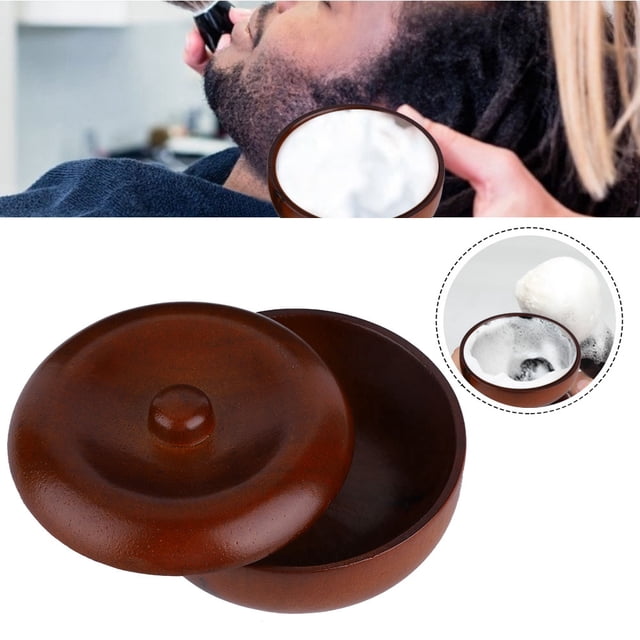 Cuenco de Jabón de Afeitar de Madera de Goma, Cuenco de Afeitar de Espuma para Hombres Conpa, Organizador para Crema de Jabón, Almacenamiento de Herramientas de Afeitado