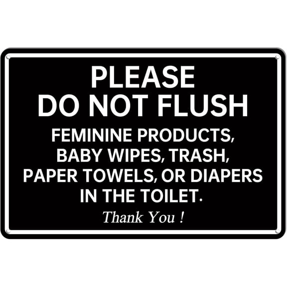Please Do Not Flush Feminine Products, Baby Wipes, Tras, Paper Towels, Or Diapers In The Toilet.Thank You! Vintage Metal Sign Poster Wall Decor Plaque 8x12 Inch