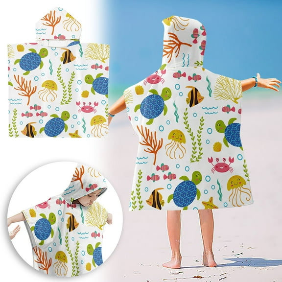 Hooded Towel for Toddlers 5-12 Years Boys Girls Kids Bath Pool Beach Towel Wrap Extra Large Soft Absorbent Beach Poncho(Construction site S)