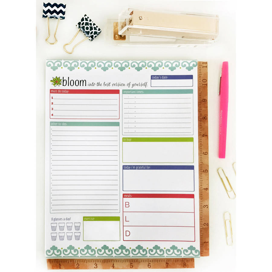 Bloom Daily Planners Daily Planning System Pad, 8.5" x 11", Teal 60 Sheets