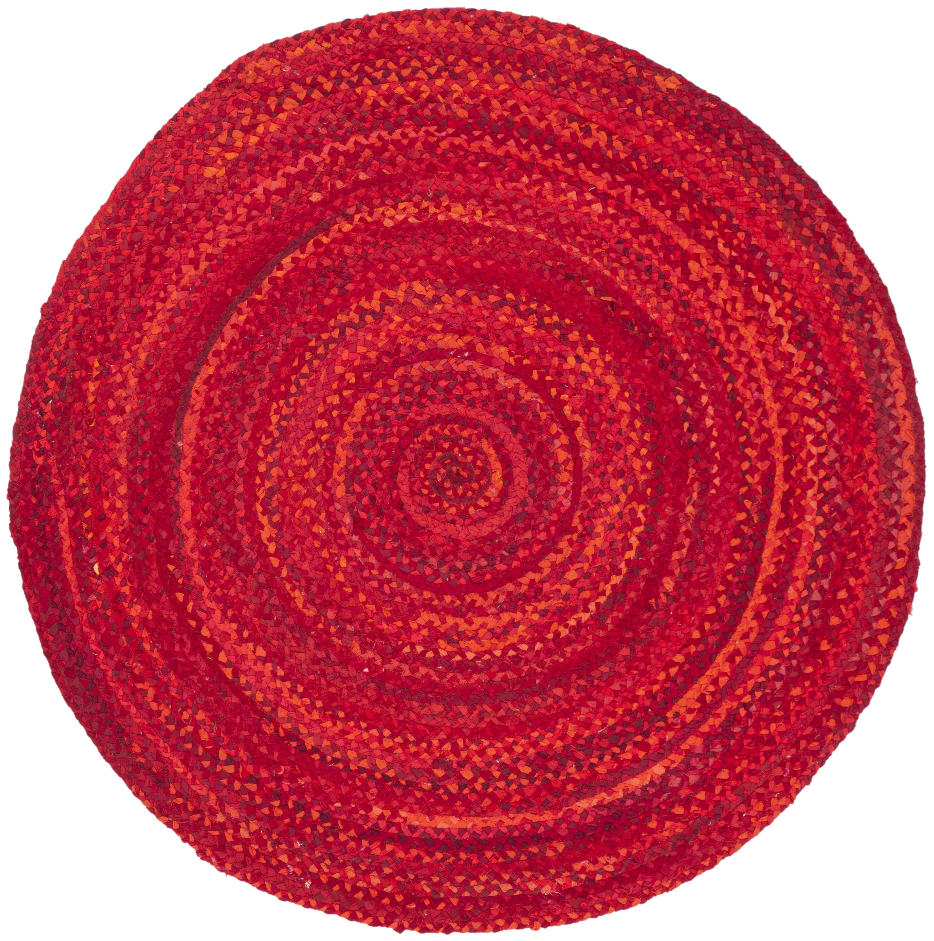 SAFAVIEH Braided Calvin Transitional Cotton Reversible Area Rug, Red, 5' x 5' Round
