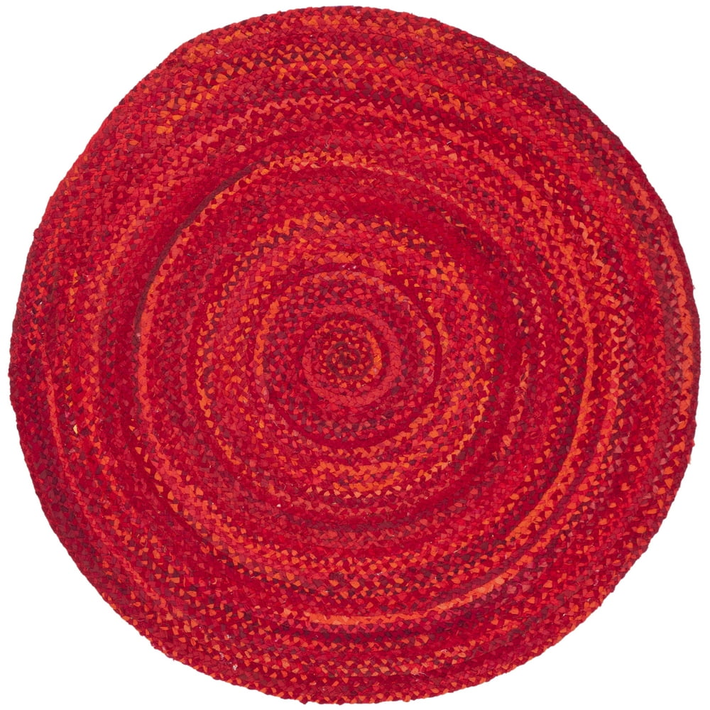 SAFAVIEH Braided Winifred Colorful Braided Cotton Area Rug, Red, 3' x 3