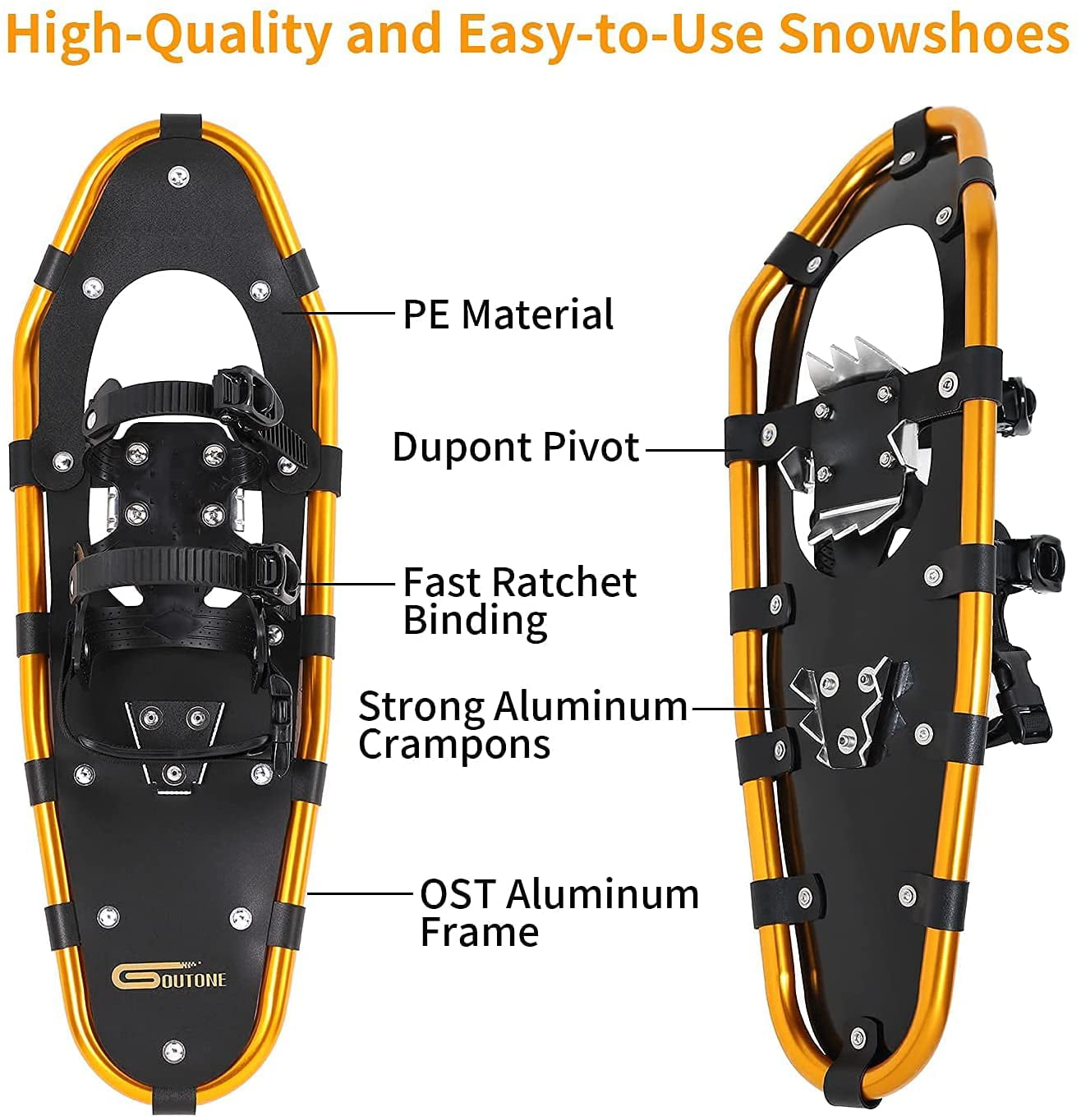 POCREATION 30 Inches Light Weight Snowshoes,Hike Snowshoes Aluminum Frame Snowfield Flexible Walking with Carrying Tote for Women Men Youth Kids,30x9inch 