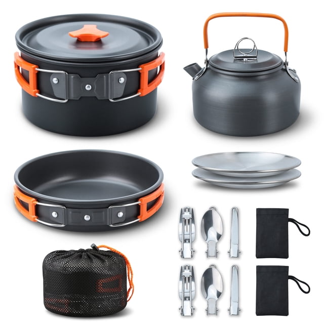 Camping Cooking Set Camping Cookware Set 16pcs Camping Pot pan Set Nesting Camp Cook Set