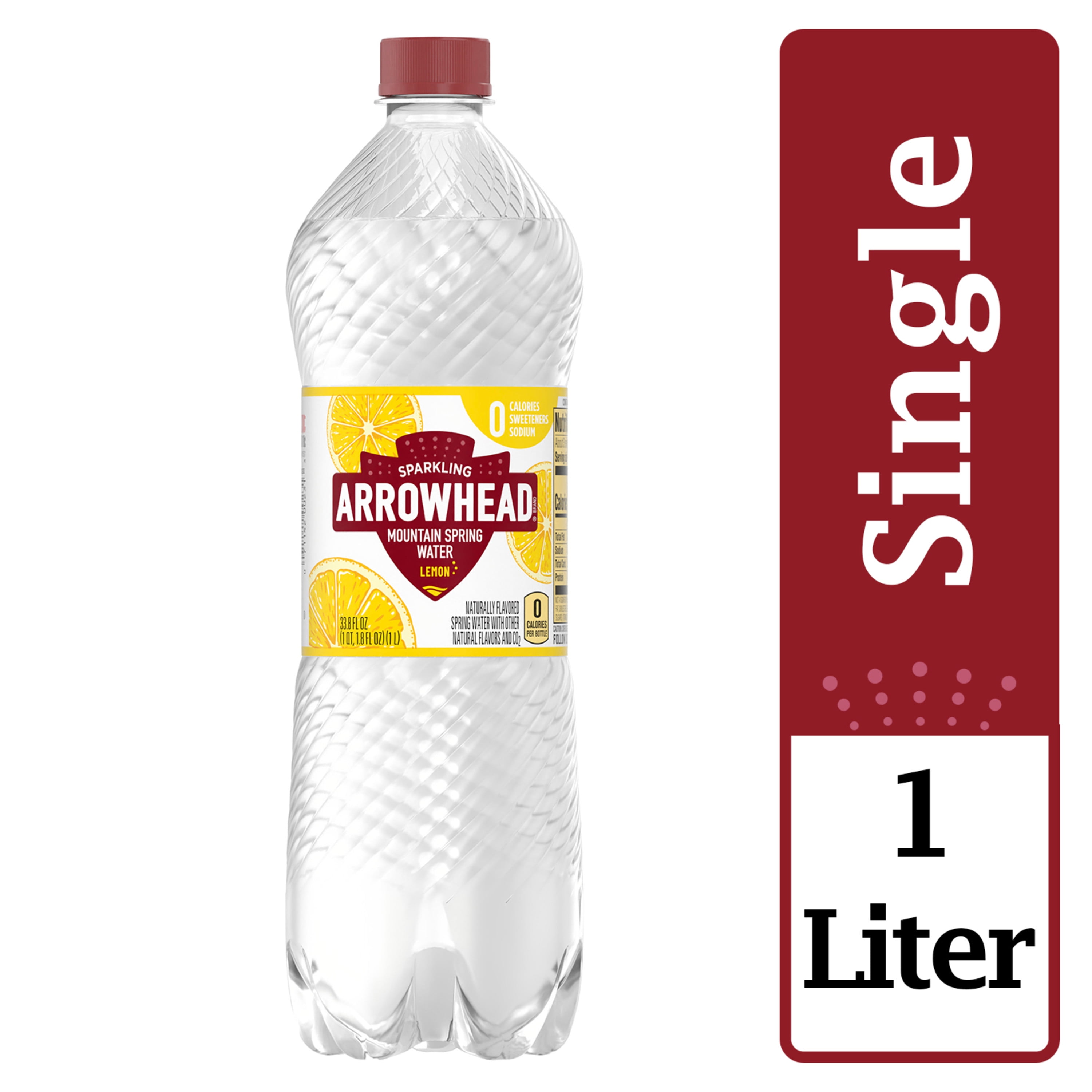 Arrowhead Sparkling Water, Lively Lemon, 33.8 oz. Bottle