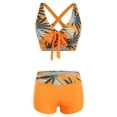 thumbnail image 4 of GEWSEY Women Two Piece Swimsuit with Boy Shorts - Modest Swimming Suits High Waisted Bathing Suits Bikini Set (Orange, XL), 4 of 9