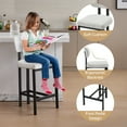 thumbnail image 3 of KATBOC Bar Set, 26 Counter Height Bar Stools Set of 4 & 31.5in Glass Bar Table, Modern Upholstered Fabric Stools, for Kitchen Island, Bar, Dining Room, BlackBeige, 3 of 6