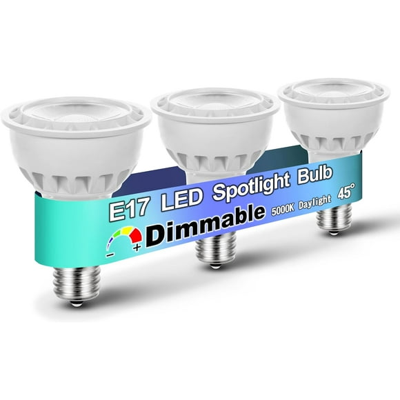 TRAHOO-E17 LED Spotlight Bulb Dimmable 6W (60 Watt Equivalent) E17 Intermediate Base Type R14 Reflector Light Bulb for Desk Reading Cabinet Lamp Track Lights, Daylight 5000K, 600 Lumen, 3 Pack