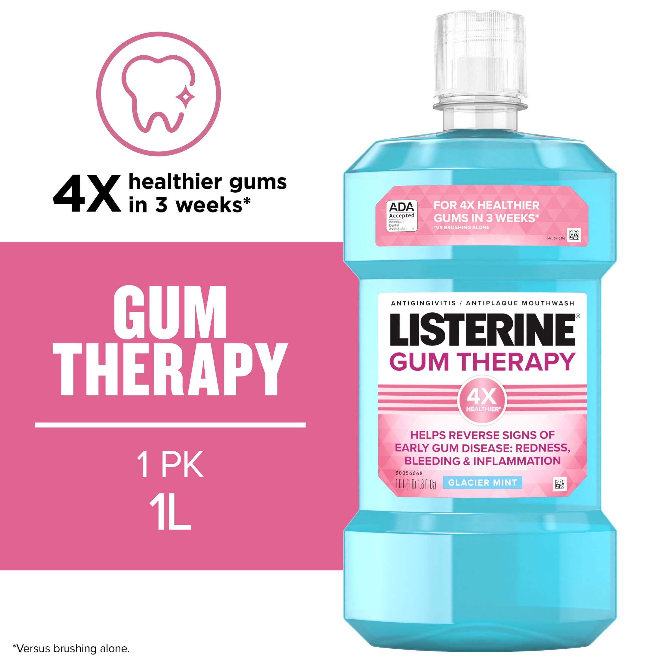 (6 pack) Listerine Gum Therapy Anti-Gingivitis Mouthwash Oral Care, Glacier Mint, 1 L