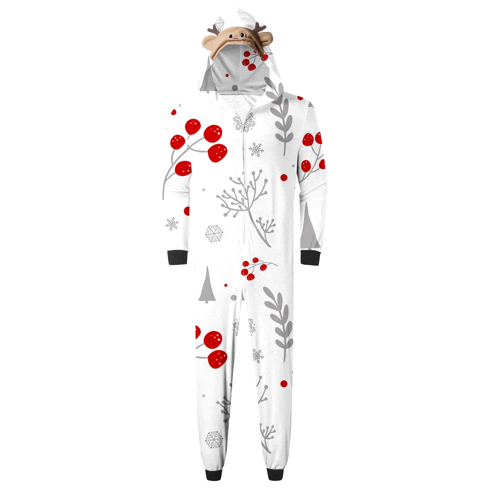 XZNGL Men Christmas Fashion Leaf Snow Print Plush Long