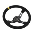 thumbnail image 1 of Keenso Auto Car Racing Steering Wheel, Universal 14in 6-Bolts with Horn Button Aluminum Frame Napped Leather for Most Vehicles, 1 of 7