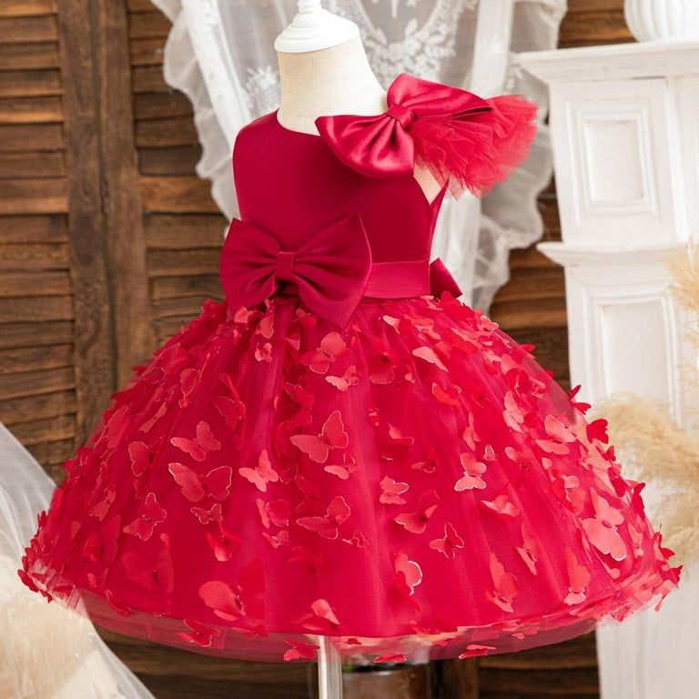 Atogsazn Baby Girl Birthday Party Dress Children's Summer Sleeveless Bow  Wedding Dress Toddler Girl Pageant Ball Gown 05-Red 2-3 Years on Clearance  - Walmart.com