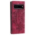 thumbnail image 3 of Case for Google Pixel 6A Wallet Case for Women Girls with Card Holder, Embossed Flower Pattern Magnetic Flip PU Leather Purse Protective Phone Cover for Google Pixel 6A, Red, 3 of 10