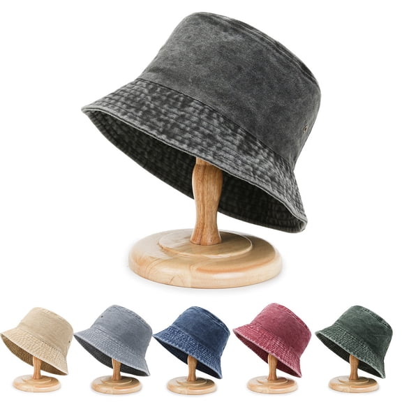 Pafei Tyugd Cotton Bucket Hats for Women Denim Sun Hat Lightweight Breathable Wide Brim Summer HatsKhaki