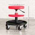 thumbnail image 3 of Rolling Garage Stool, 300 LBS Capacity Mechanic Stool with 2.5" Wheels, Tool Trays Storage, Adjustable Height, Red,Red, 3 of 7