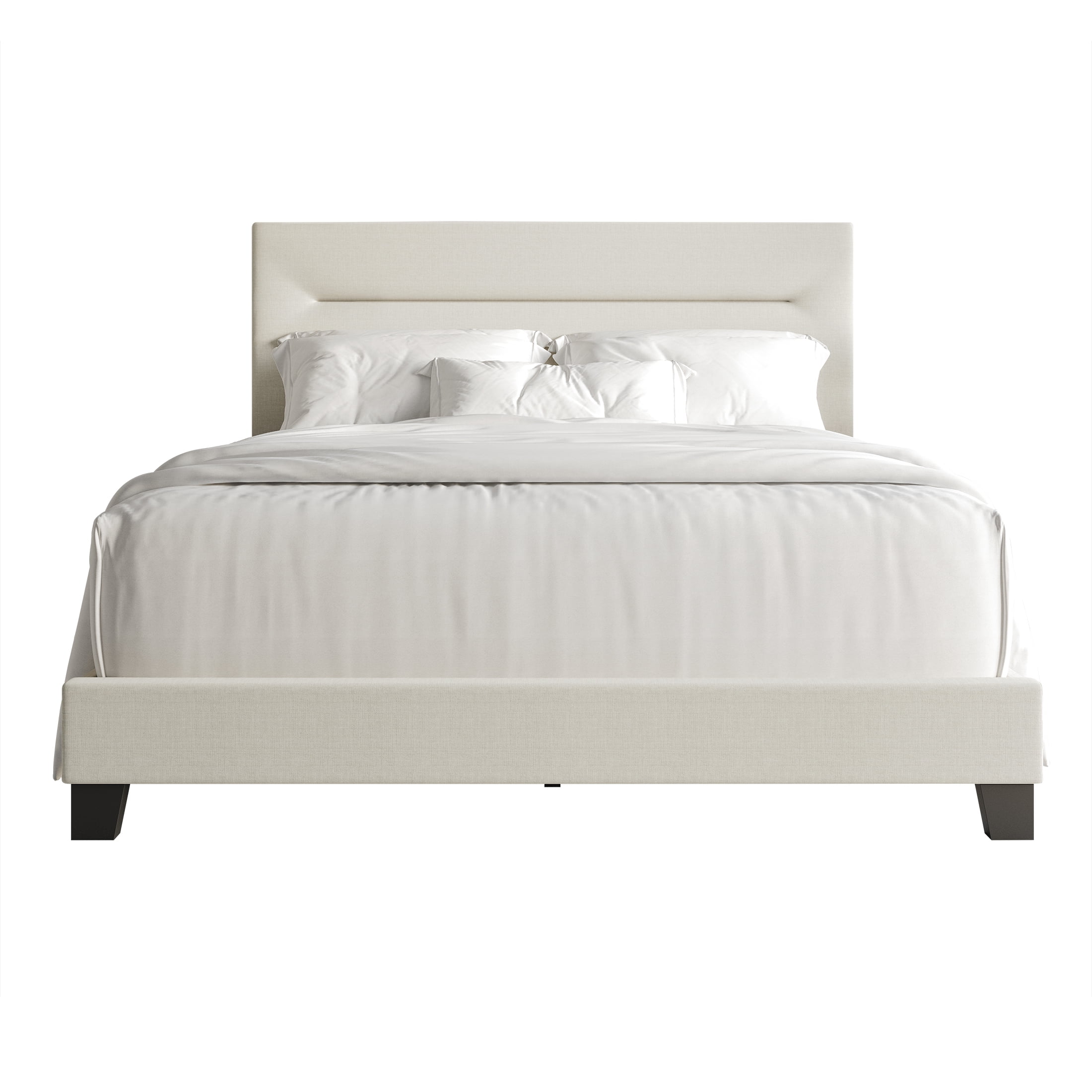 Castle Place Simple Linen Upholstered Full Bed, Beige