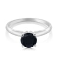 thumbnail image 2 of Gem Stone King 14K White Gold Black Onyx Solitaire Engagement 4-Prong Ring for Women | 0.80 Cttw | Round 6MM | Gemstone December Birthstone (Size 9), 2 of 4