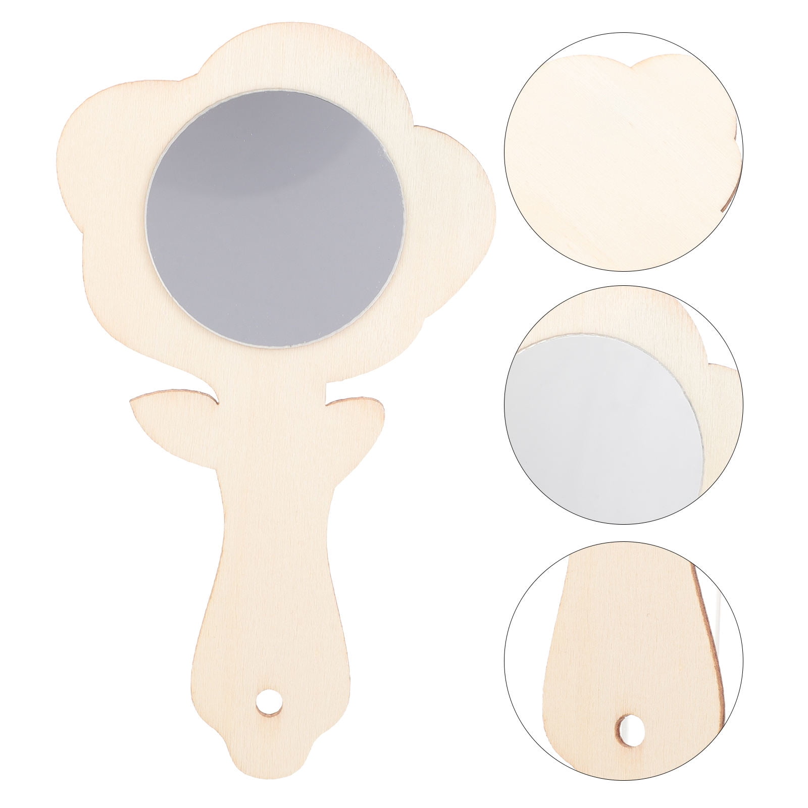 NIYANGLE 10pcs Wooden DIY Mirror for Teens Unfinished Handheld Craft Project