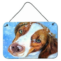 Carolines Treasures 7348DS812 Snow Baby Brittany Spaniel Wall or Door Hanging Prints 8x12 multicolor