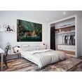 thumbnail image 2 of Mudket Leopard on Green Velvet Sofa Tropical Jungle Canvas Wall Art, Vintage Luxury Trendy Wall Art Print for Living Room Apartment Home Decor, Framed Ready to Hang - 12"L x 8"W, 2 of 9