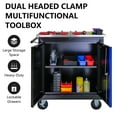 thumbnail image 4 of NIGSQJB 2-Door Tool Cart on Wheels, 30.7"H Lockable Rolling Tool Chest with Stainless Steel Roof,7 Small Tool Boxes,Multiple Interconnectable Cabinet for Warehouse, DIY, Repair Shop, Black+Blue, 4 of 13