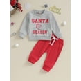 thumbnail image 2 of Cenuakty Baby Boys Pants Set, Long Sleeve Crew Neck Letters Santa Claus Print Sweatshirt with Elastic Waist Sweatpants Christmas Clothes, 2 of 9