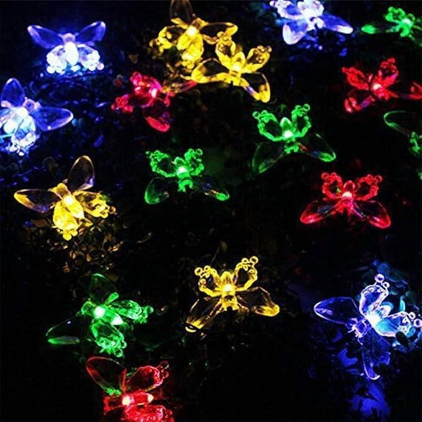 Huiyi Butterfly String Lights, 8m 40LED Outdoor Solar Powered String Light 8Mode Indoor for Lighting for Lawn Patio Wedding Party Decor