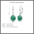 thumbnail image 5 of Gem Stone King 925 Sterling Silver Green Malachite Leverback Dangle Earrings for Women (5.00 Cttw, Gemstone Birthstone, Oval 9X7MM), 5 of 5