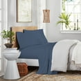 thumbnail image 4 of Purity Home Twin Bed Sheet Set - 100% Cotton Percale, 400 Thread Count - Cool, Crisp, Breathable & Durable 4-Piece - Navy, 4 of 9