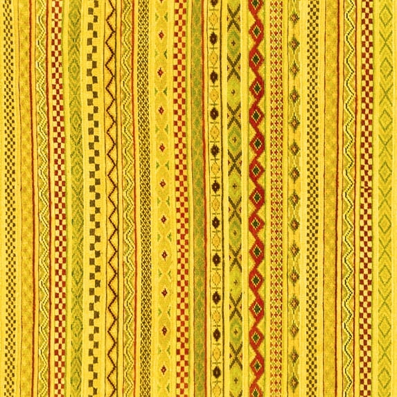 Ahgly Company Indoor Square Abstract Yellow Modern Area Rugs, 3' Square