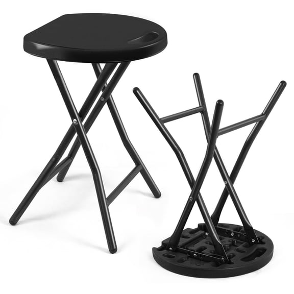 18" Folding Stool 2 Pack, Portable Stool Chairs with Handle, Heavy Duty Steel Frame, 300 lbs Capacity for Adults & Outdoor Use