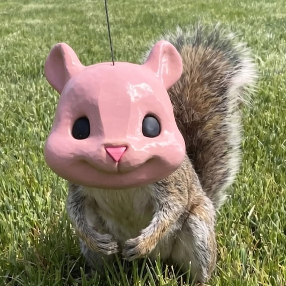 Squirrel Head Feeder, Funny Big Head Squirrel Feeder for Outdoor Garden | Funny Big Head Design, Outdoor Hanging, Easy-Fill Opening, Wildlife Feeding