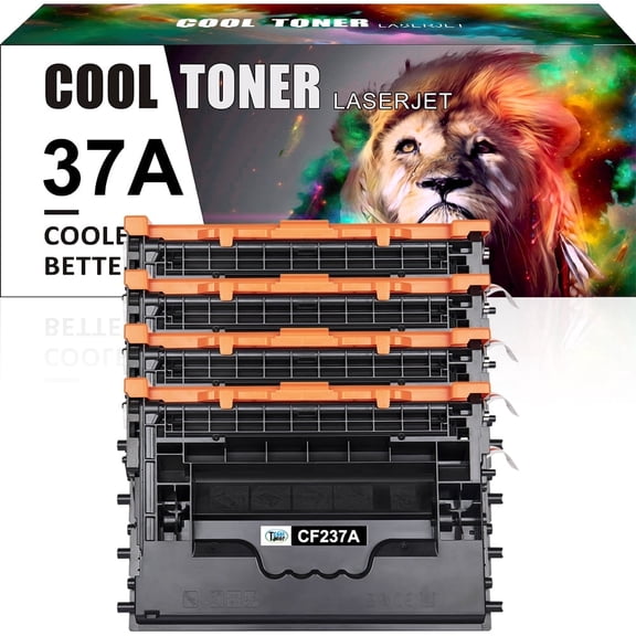Ink realm 4-Pack Toner for 37A CF237A Toner Black for M607 M608 M609 M607n M607dn M608n M608dn M608x M609dn M631h M631dn M632h M632fht M632z M633fh Printer Ink Black
