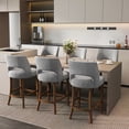 thumbnail image 3 of Light Gray Upholstered Counter Height Bar Stool with Solid Wood legs Set of 2, 3 of 8
