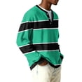thumbnail image 4 of Nokdvo Waffle Shirts for Men Long Sleeve Lightweight Striped 1/4 Button Up Henley Casual Shirt Fall Winter Quilted Knit Solid Color Loose Sweatshirt,Green 2XL, 4 of 6