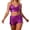 Purple, variant on ZHOUCHANKIDS Women's Fashion Glossy Fitted Carnival Two Piece Shorts Suit for Party Outfit Wear Womens Metallic Dance Festival Blue M