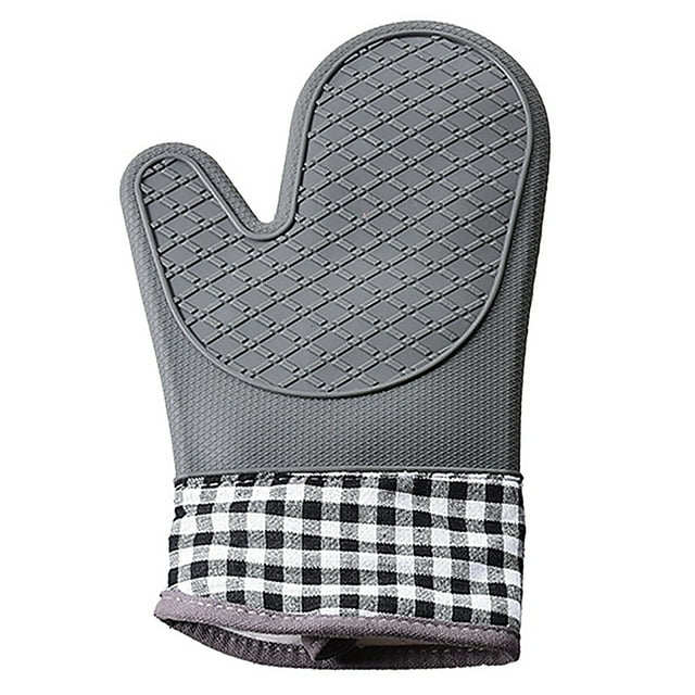 Four Mitaine Silicone Coton Résistant à la Chaleur Antidérapant Mitaine de Cuisine Longue