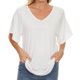 thumbnail image 4 of Fiudx Ofertas Del Día Jersey de Mujer Liso de Manga Corta con Cuello En V y Encaje Camiseta Suelta Top, 4 of 5