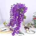 thumbnail image 5 of 12 Pack Artificial Flowers Silk Wisteria Vine Ratta Hanging Flower (Red), 5 of 5